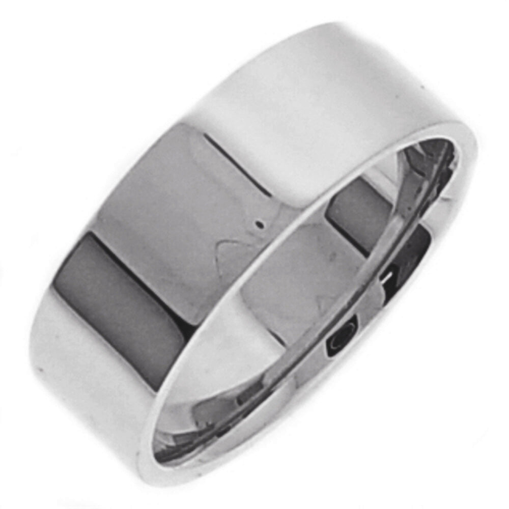 14K W/G 8MM Traditional Flat Top Pipe Design Ring Band