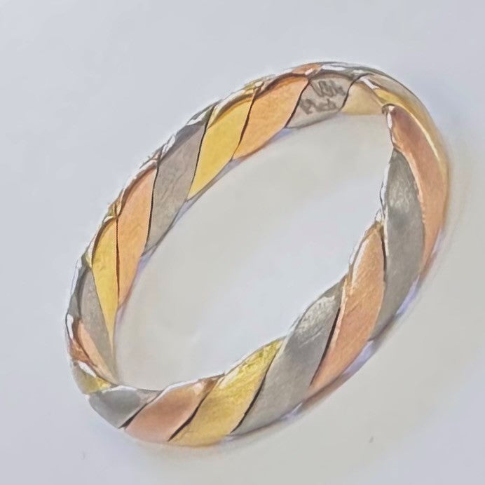 14K or 18K Yellow and Rose Gold With Platinum Hand Braided Ring