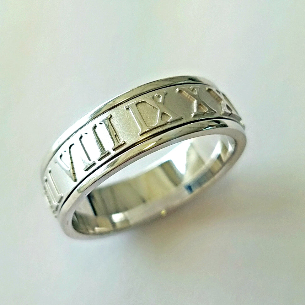 Roman Numbers Design Ring Band