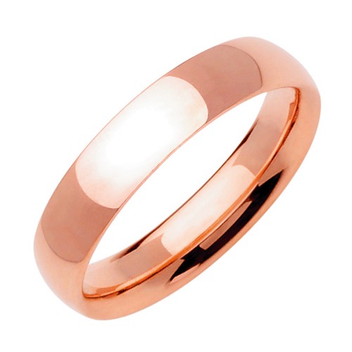 Plain Dome 14K Rose/Pink Gold 5MM Traditional Ring Band