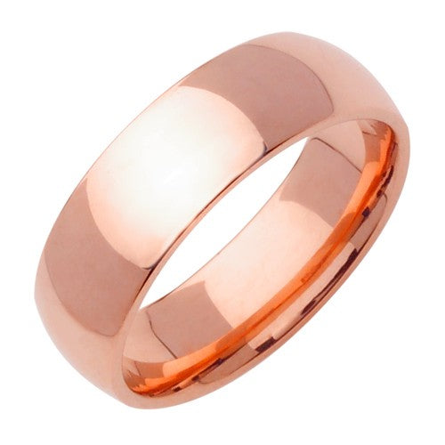 Plain Dome 14K Rose/Pink Gold 7MM Traditional Design Ring Band
