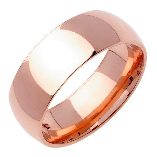14K Rose/Pink Gold 9MM Traditional Dome Design Ring Band