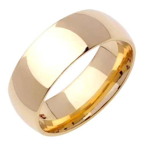 14K Yellow Gold 8MM Traditional Dome Design Ring Band