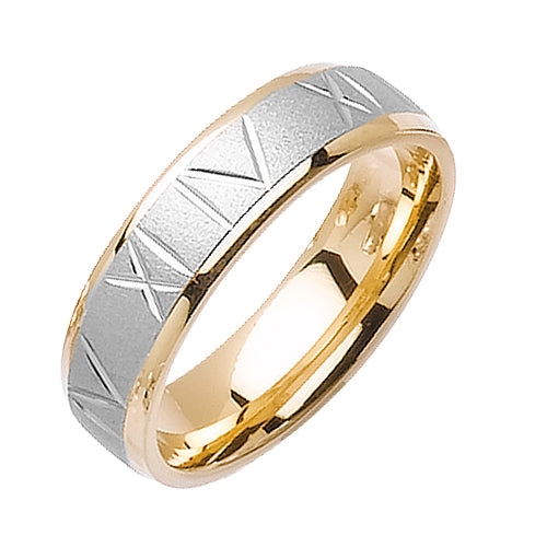 14K or 18K Two-Tone Gold Engraved Ring