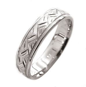 Silver or Titanium Carved Center Ring