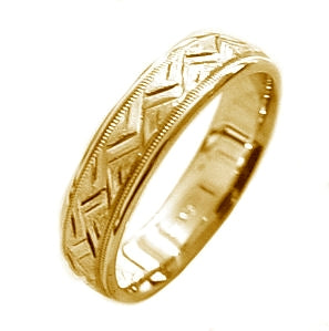 14K or 18K Yellow Gold Carved Center Ring