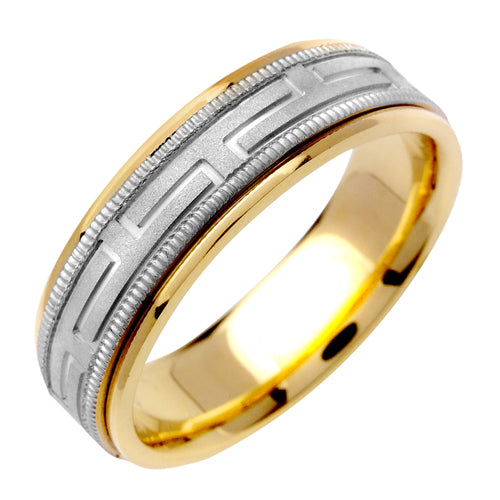 14K or 18K White and Yellow Gold Celtic Miligrain Ring