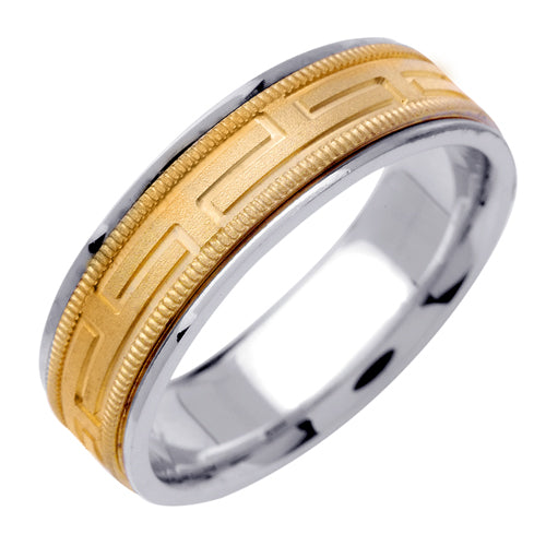 14K or 18K White and Yellow Gold Celtic Miligrain Ring