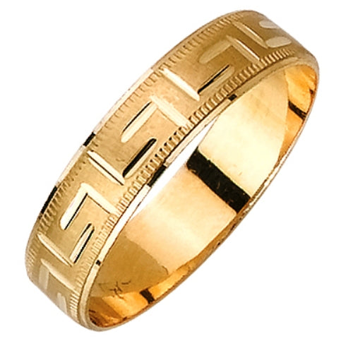 14K or 18K Yellow gold Greek Milgrain Ring