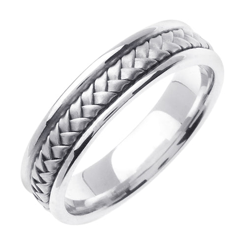 14K Silver/Tricolor or Silver/White Hand Braided Ring Band