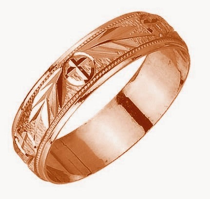 14K or 18K Rose Gold Carved Ring