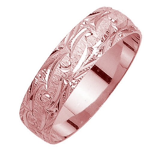 14K or 18K Rose Gold Carved Ring
