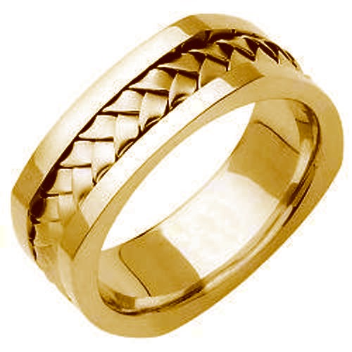 14k White or Yellow Hand Braided Square Ring Band - JDBands