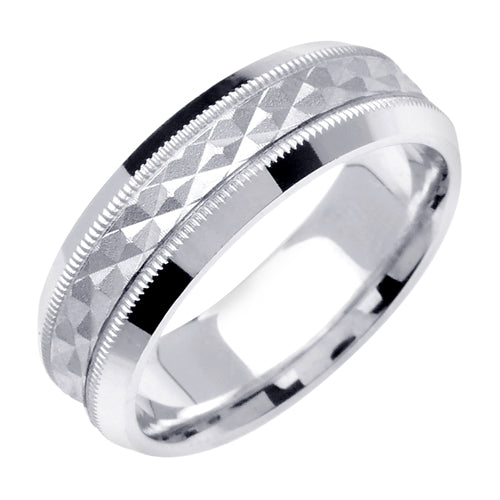 14K or 18K White Diamond Pattern Ring