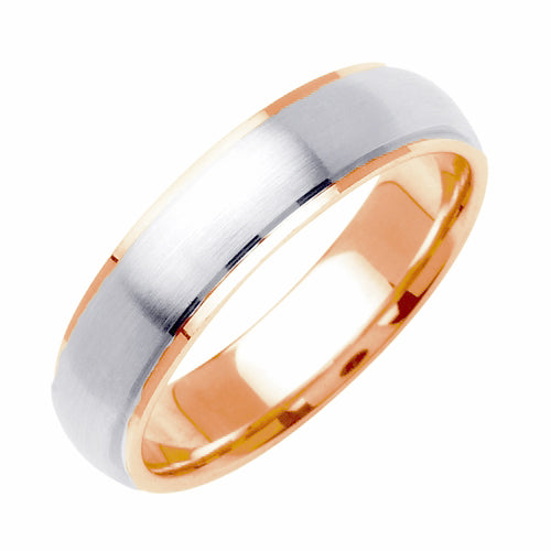 14K or 18K White and Rose Gold Brushed Ring