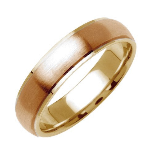 14K or 18K Rose and Yellow Gold Brushed Ring