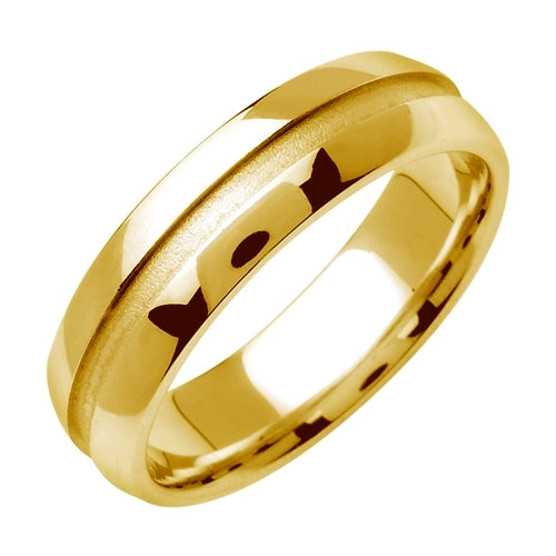 14K or 18K Yellow Gold Center Grooved Ring