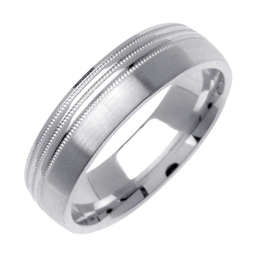 14K or 18K White Gold Milligrain Ring