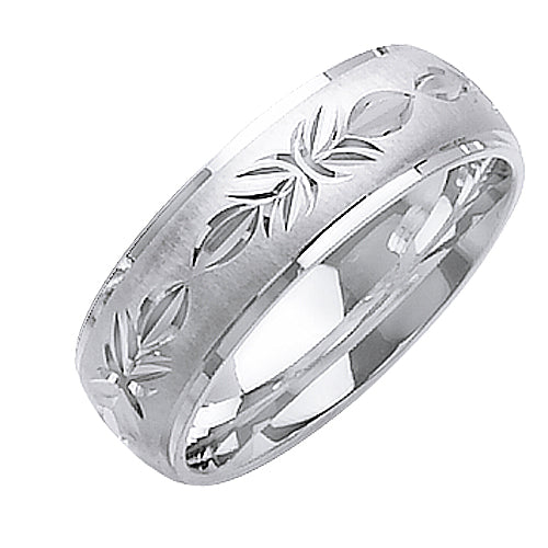 14K or 18K White Gold Engraved Ring