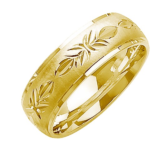14K or 18K Yellow Gold Engraved Ring