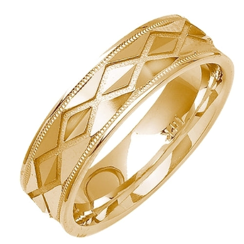 14K or 18K Yellow Gold Carved Ring