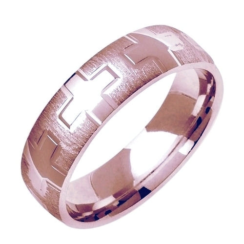 14K or 18K Rose Gold Cross Design Ring