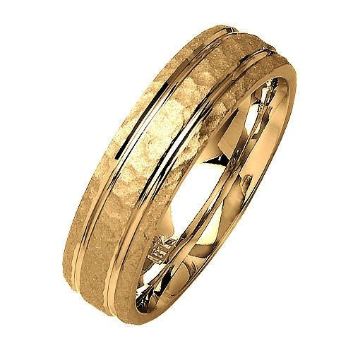 14K or 18K Yellow Gold Hammered Design Ring