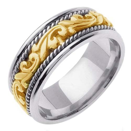 Titanium and 14K Two Tone Gold Paisley Celtic Hand Braided Ring