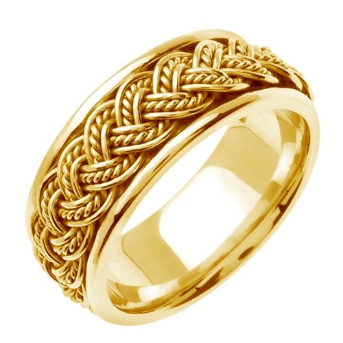 14k Yellow or White Hand Braided Ring Band - JDBands
