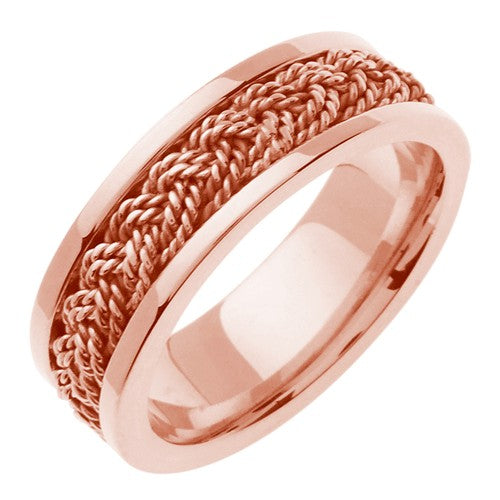 14K Rope Braided Ring- Rose/ Tricolor Rose