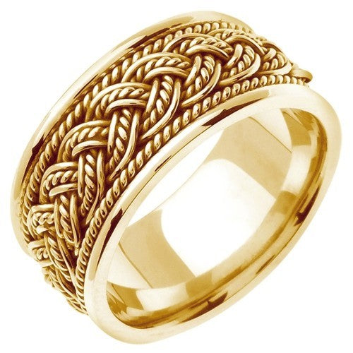 14k White or Yellow Gold 7 Strands Hand Braided Ring Band