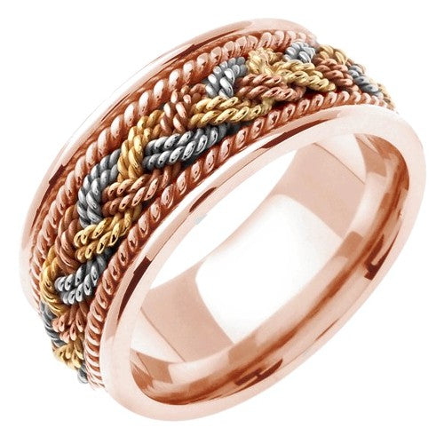 14K or 18K Rose and Tri-Color Center Gold Braided Ring