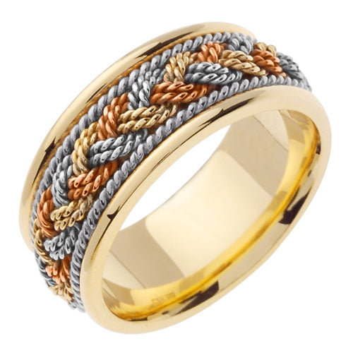 14K or 18K Yellow and Tri-Color Center Gold Braided Ring