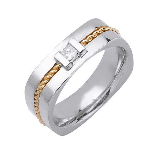 0.18ct 14K or 18K Two-Tone Gold Diamond Ring