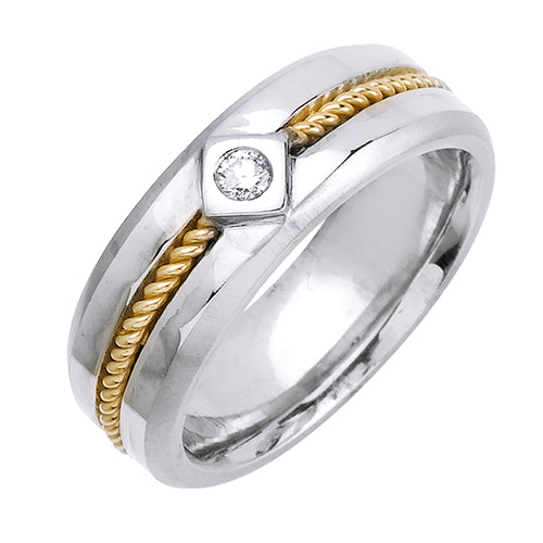 0.08ct 14K or 18K Two-Tone Gold Diamond Ring