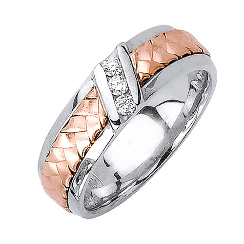 0.09ct 14K or 18K Two-Tone Gold Diamond Ring