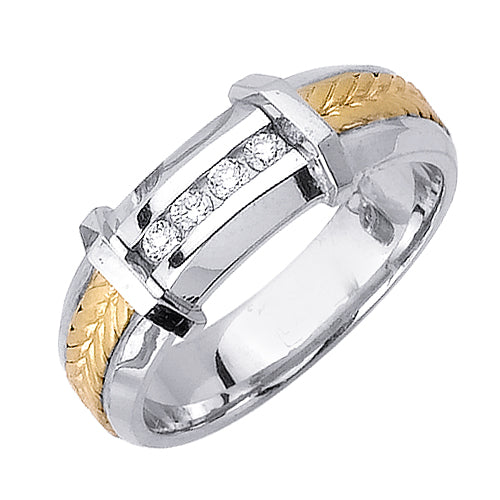 0.12ct 14K or 18K Two-Tone Gold Diamond Ring