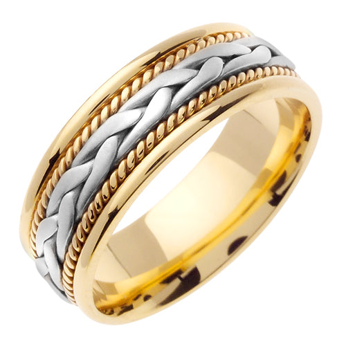 14K Yellow/White Gold Hand Braided Cord Ring