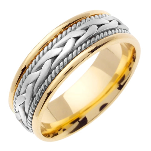 14K Yellow/White Gold Hand Braided Cord Ring