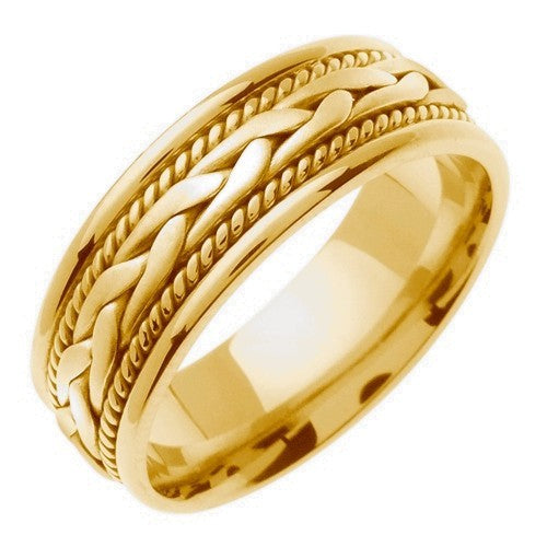 14K White or Yellow Gold Hand Braided Cord Ring