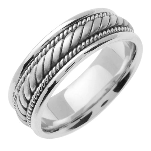 18K White or Yellow Hand Braided Cord Ring Band