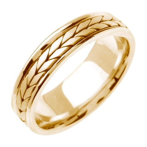 14K Yellow/White or Yellow 5mm Hand Braided Wheat Pattern Design Ring Band