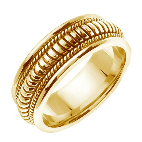 18K Yellow or White Hand Braided Cord Ring Band
