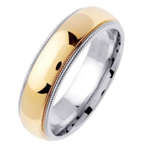 14K or 18K Two-Tone Gold Milligrain Edge Ring