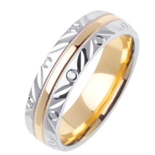 14K or 18K Two-Tone Gold Carved Ring