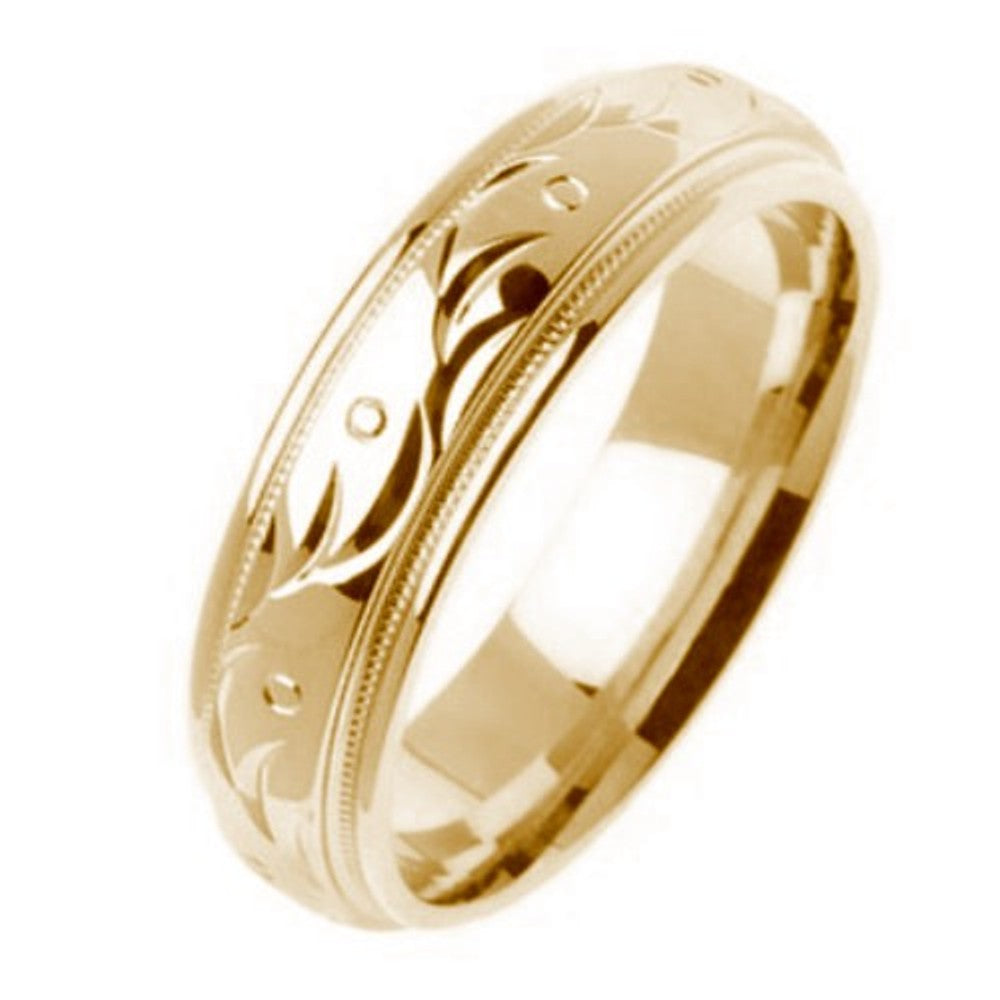 14K or 18K Yellow Gold Carved Ring