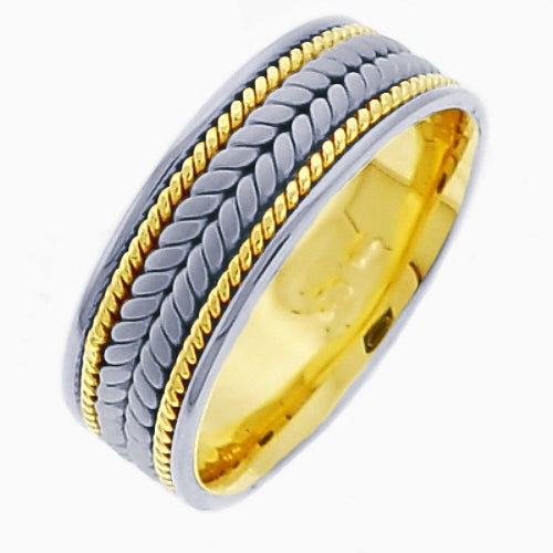 14K Yellow/White Hand Braided Cord Ring