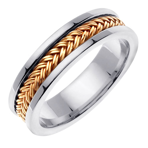 14K Titanium/White or Titanium/Yellow Hand Braided Ring