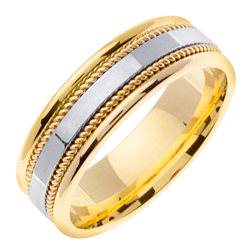 14K Yellow/White or Rose/White Hand Braided Cord Ring
