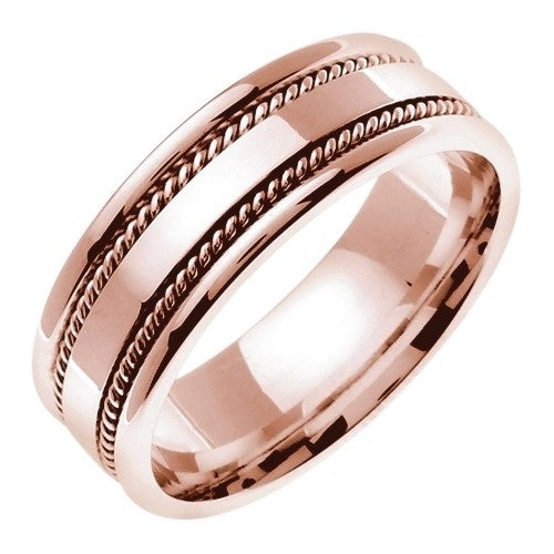 14K White or Rose Hand Braided Cord Ring